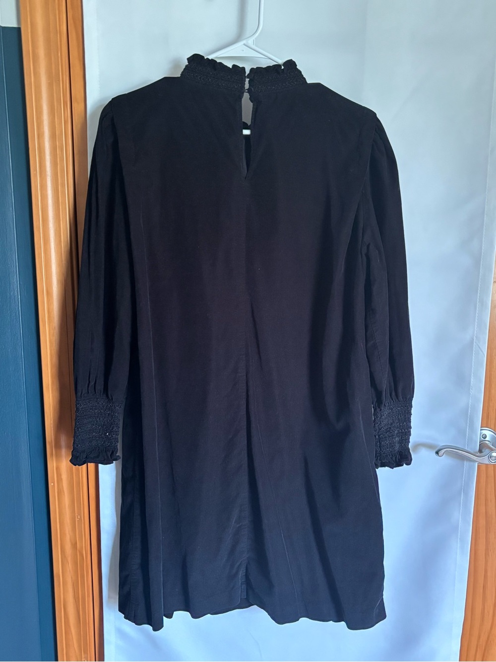 Ann Taylor Black Long-Sleeve Ruffle Neck Dress